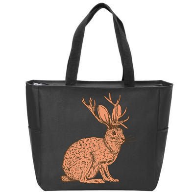 Retro Wild Animal Jackrabbit With Antelope Horns Jackalope Zip Tote Bag