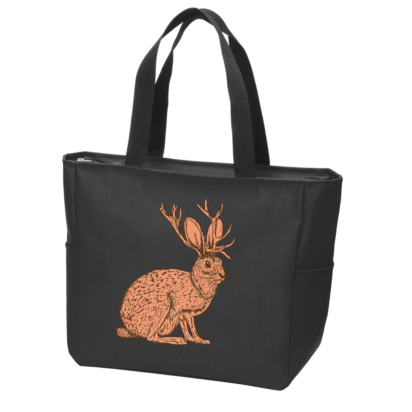 Retro Wild Animal Jackrabbit With Antelope Horns Jackalope Zip Tote Bag