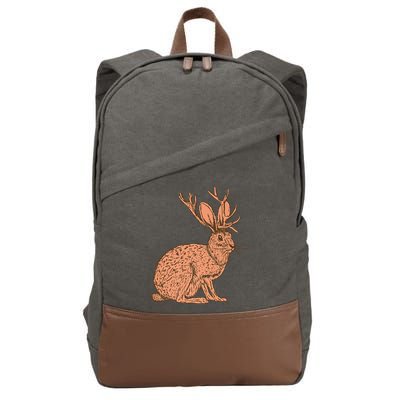 Retro Wild Animal Jackrabbit With Antelope Horns Jackalope Cotton Canvas Backpack