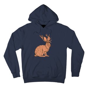 Retro Wild Animal Jackrabbit With Antelope Horns Jackalope Hoodie