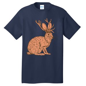 Retro Wild Animal Jackrabbit With Antelope Horns Jackalope Tall T-Shirt