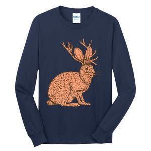 Retro Wild Animal Jackrabbit With Antelope Horns Jackalope Tall Long Sleeve T-Shirt