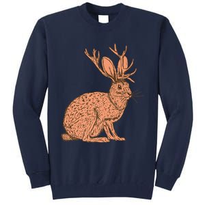 Retro Wild Animal Jackrabbit With Antelope Horns Jackalope Tall Sweatshirt