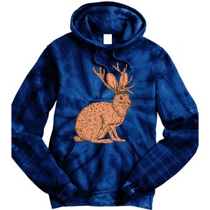 Retro Wild Animal Jackrabbit With Antelope Horns Jackalope Tie Dye Hoodie