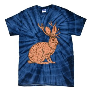 Retro Wild Animal Jackrabbit With Antelope Horns Jackalope Tie-Dye T-Shirt