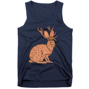 Retro Wild Animal Jackrabbit With Antelope Horns Jackalope Tank Top