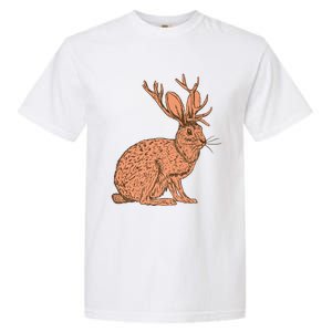 Retro Wild Animal Jackrabbit With Antelope Horns Jackalope Garment-Dyed Heavyweight T-Shirt