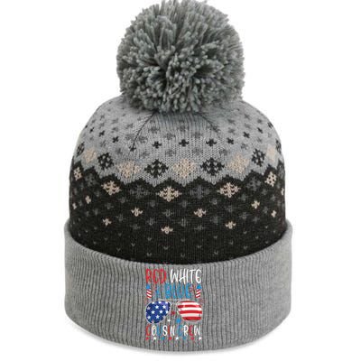 Red White And Blue Cousin Crew 4th Of July American Flag The Baniff Cuffed Pom Beanie