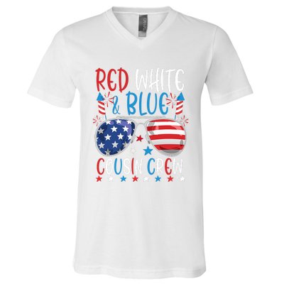 Red White And Blue Cousin Crew 4th Of July American Flag V-Neck T-Shirt