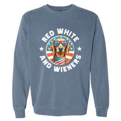 Red White And Wieners Weiner Dog Dachshund Lover Gift Garment-Dyed Sweatshirt