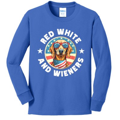 Red White And Wieners Weiner Dog Dachshund Lover Gift Kids Long Sleeve Shirt