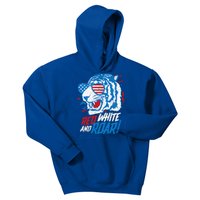 Red White And Roar Tiger 4th Of July Predator Kids Hoodie