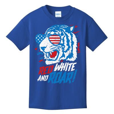 Red White And Roar Tiger 4th Of July Predator Kids T-Shirt