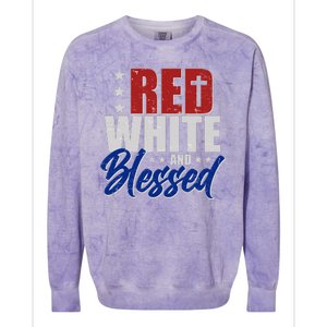 Red White And Blessed Colorblast Crewneck Sweatshirt