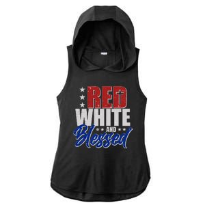 Red White And Blessed Ladies PosiCharge Tri-Blend Wicking Draft Hoodie Tank