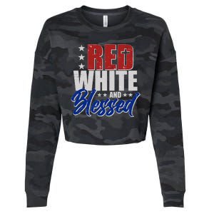 Red White And Blessed Cropped Pullover Crew