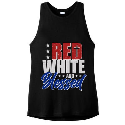 Red White And Blessed Ladies PosiCharge Tri-Blend Wicking Tank