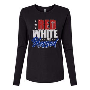 Red White And Blessed Womens Cotton Relaxed Long Sleeve T-Shirt