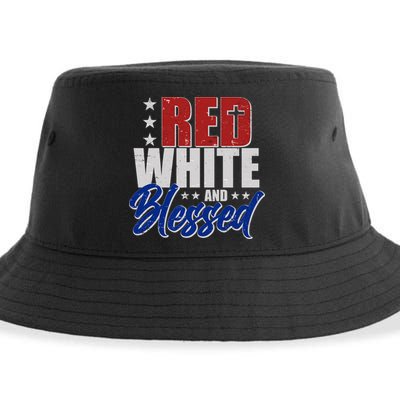 Red White And Blessed Sustainable Bucket Hat
