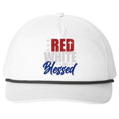 Red White And Blessed Snapback Five-Panel Rope Hat