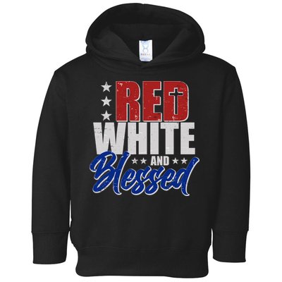 Red White And Blessed Toddler Hoodie
