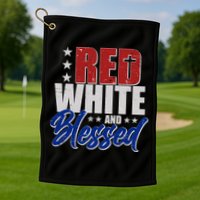Red White And Blessed Golf Towel
