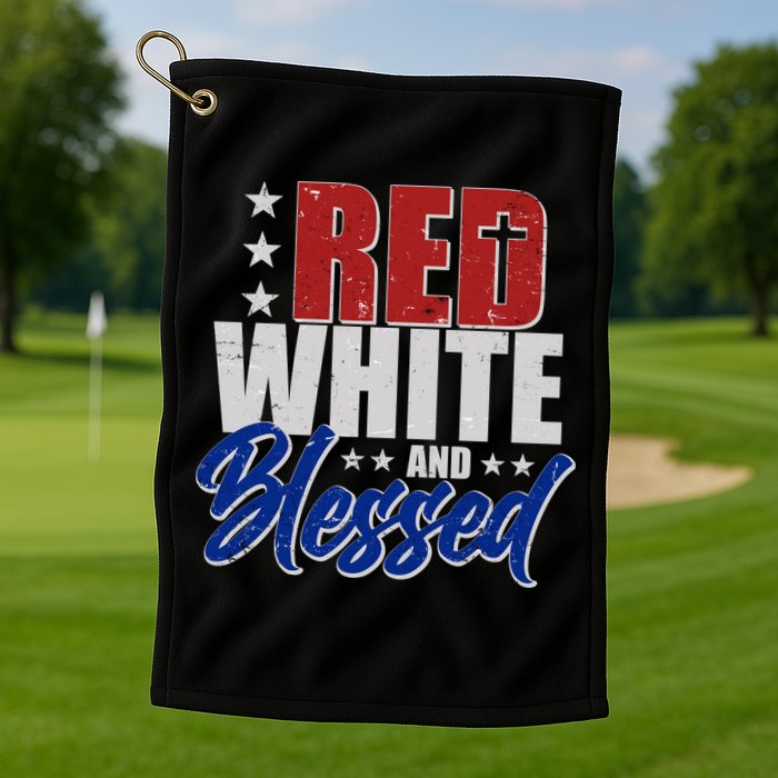 Red White And Blessed Golf Towel