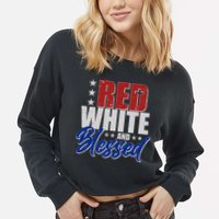 Red White And Blessed Cropped Pullover Crew