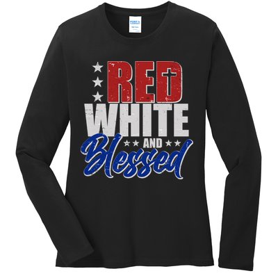 Red White And Blessed Ladies Long Sleeve Shirt