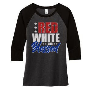 Red White And Blessed Women's Tri-Blend 3/4-Sleeve Raglan Shirt