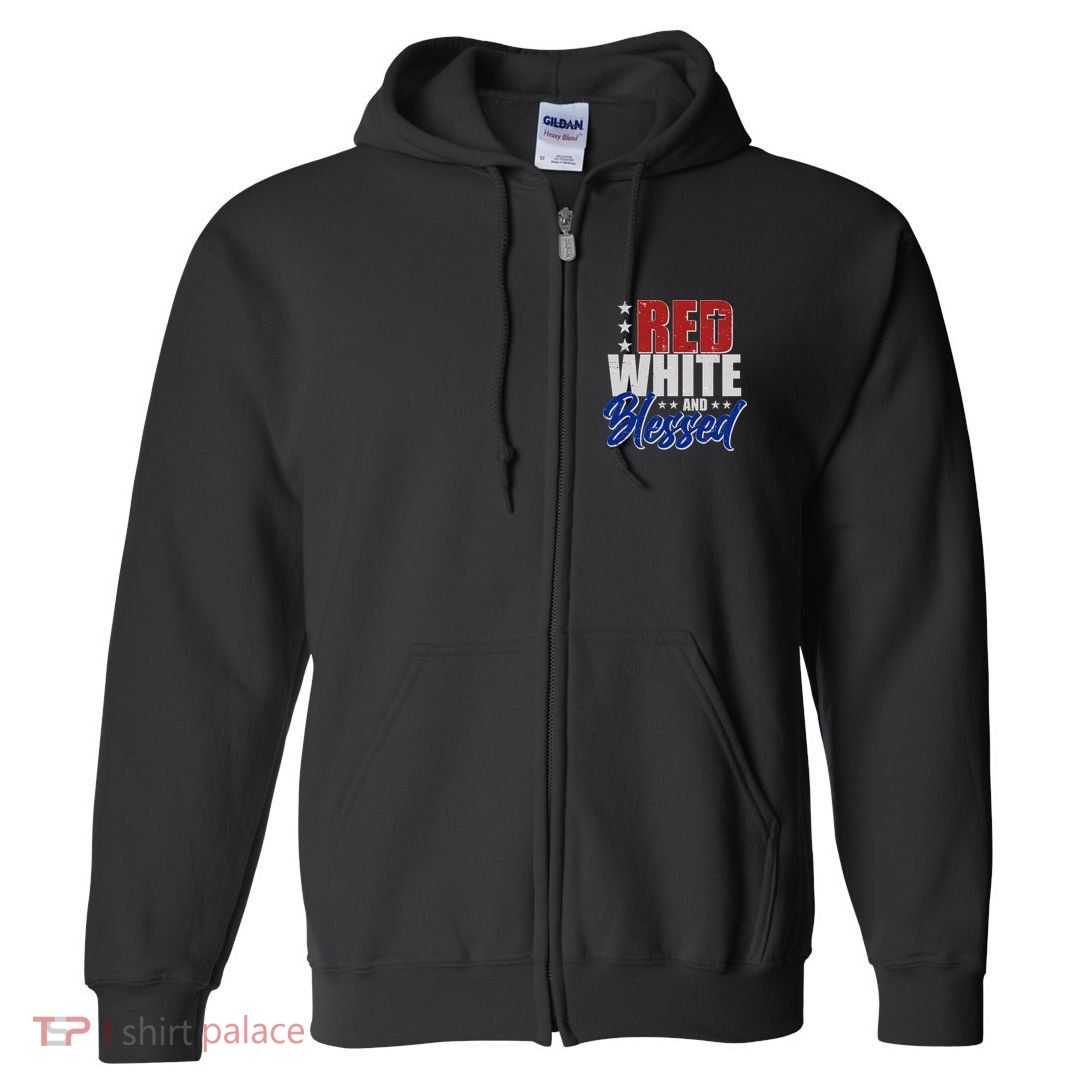 Red White And Blessed Full Zip Hoodie