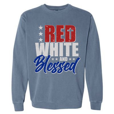 Red White And Blessed Garment-Dyed Sweatshirt
