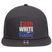 Red White And Blessed 7 Panel Mesh Trucker Snapback Hat
