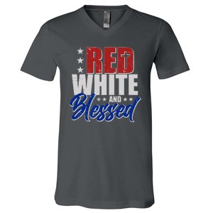 Red White And Blessed V-Neck T-Shirt