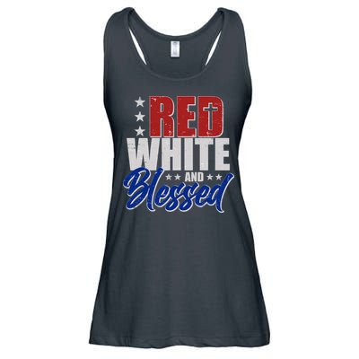 Red White And Blessed Ladies Essential Flowy Tank