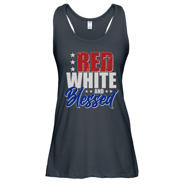 Red White And Blessed Ladies Essential Flowy Tank