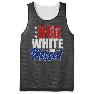 Red White And Blessed Mesh Reversible Basketball Jersey Tank