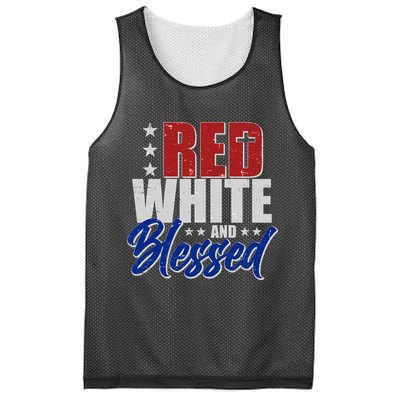 Red White And Blessed Mesh Reversible Basketball Jersey Tank