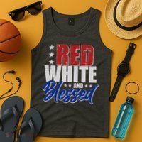 Red White And Blessed Tank Top