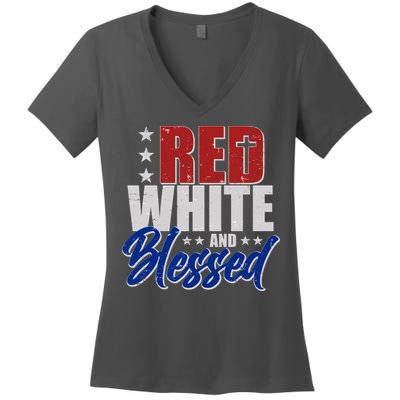 Red White And Blessed Women's V-Neck T-Shirt