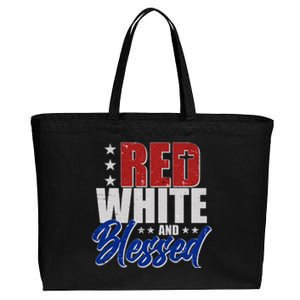 Red White And Blessed Cotton Canvas Jumbo Tote