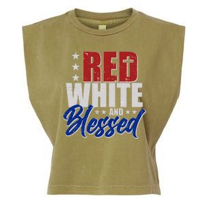 Red White And Blessed Garment-Dyed Women's Muscle Tee