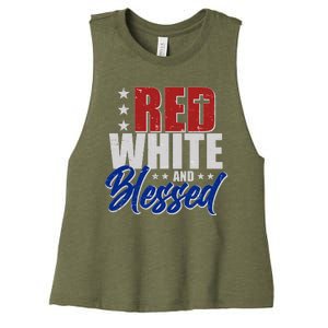 Red White And Blessed Women's Racerback Cropped Tank