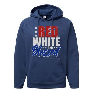 Red White And Blessed Performance Fleece Hoodie