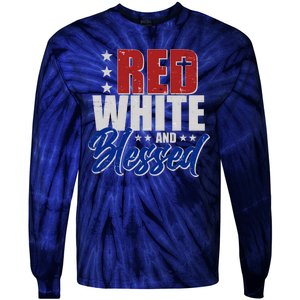 Red White And Blessed Tie-Dye Long Sleeve Shirt