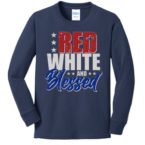 Red White And Blessed Kids Long Sleeve Shirt