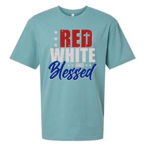 Red White And Blessed Sueded Cloud Jersey T-Shirt