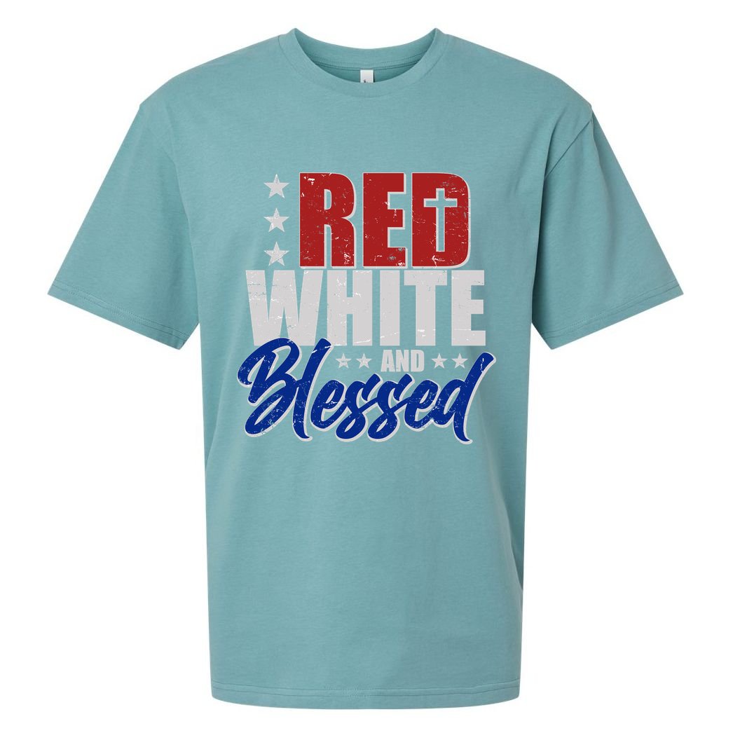Red White And Blessed Sueded Cloud Jersey T-Shirt