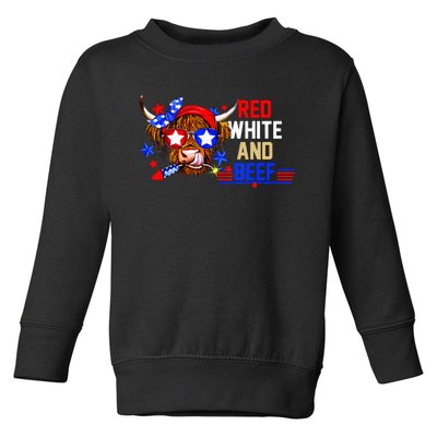 Red White And Beef 4th Of July Cattle American Flag Cow Toddler Sweatshirt