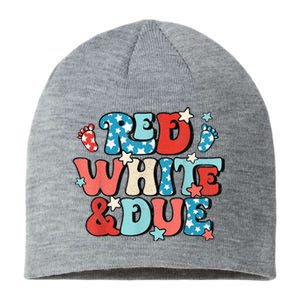 Red White And Due Pregnancy Announcement 4th Of July Groovy Sustainable Beanie